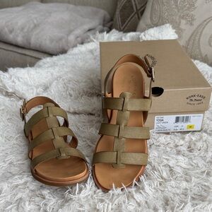 Kork-Ease Light Green Strappy Leather Sandals